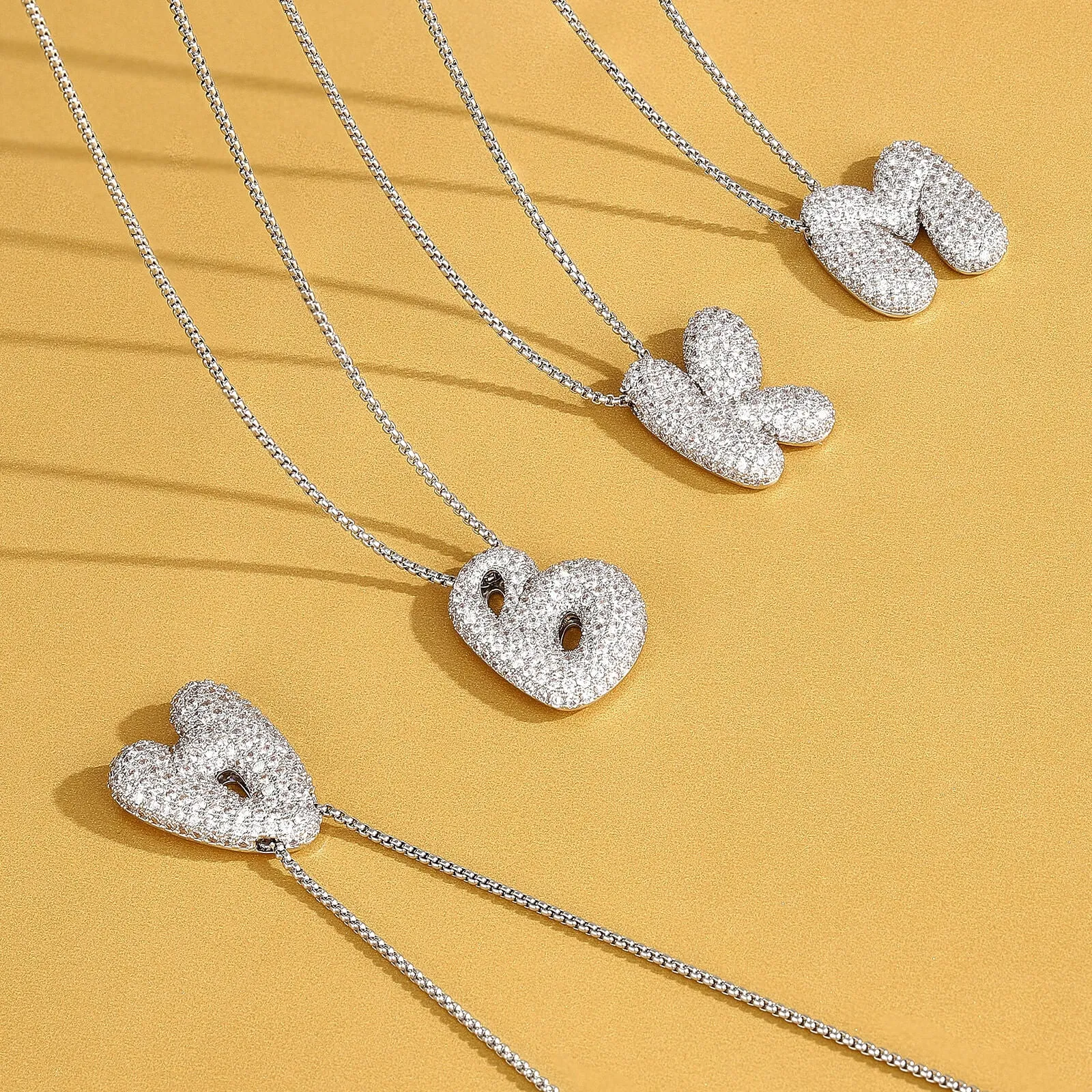 KissYan Bubble Letter Necklace, 14K Gold Plated Balloon Initial Pendant Box Chain Necklace Dainty Pave CZ Jewelry Gift for Women