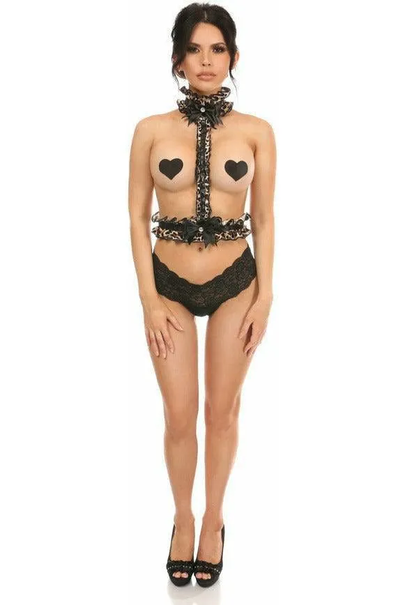 Kitten Collection Leopard Velvet Single Strap Body Harness