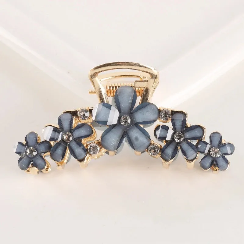 Korean Style Hair Accessories Crystal Ingot Hair Grasp Alloy Electroplated Hairpin Hairpin Hairpin Internet Celebrity Elegant Flower Girl  Grasp Clip
