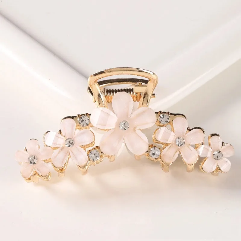 Korean Style Hair Accessories Crystal Ingot Hair Grasp Alloy Electroplated Hairpin Hairpin Hairpin Internet Celebrity Elegant Flower Girl  Grasp Clip