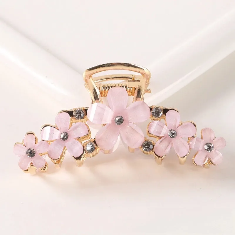 Korean Style Hair Accessories Crystal Ingot Hair Grasp Alloy Electroplated Hairpin Hairpin Hairpin Internet Celebrity Elegant Flower Girl  Grasp Clip