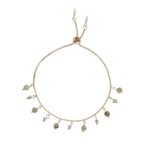 Labradorite & Gold Adjustable Charm Bracelet