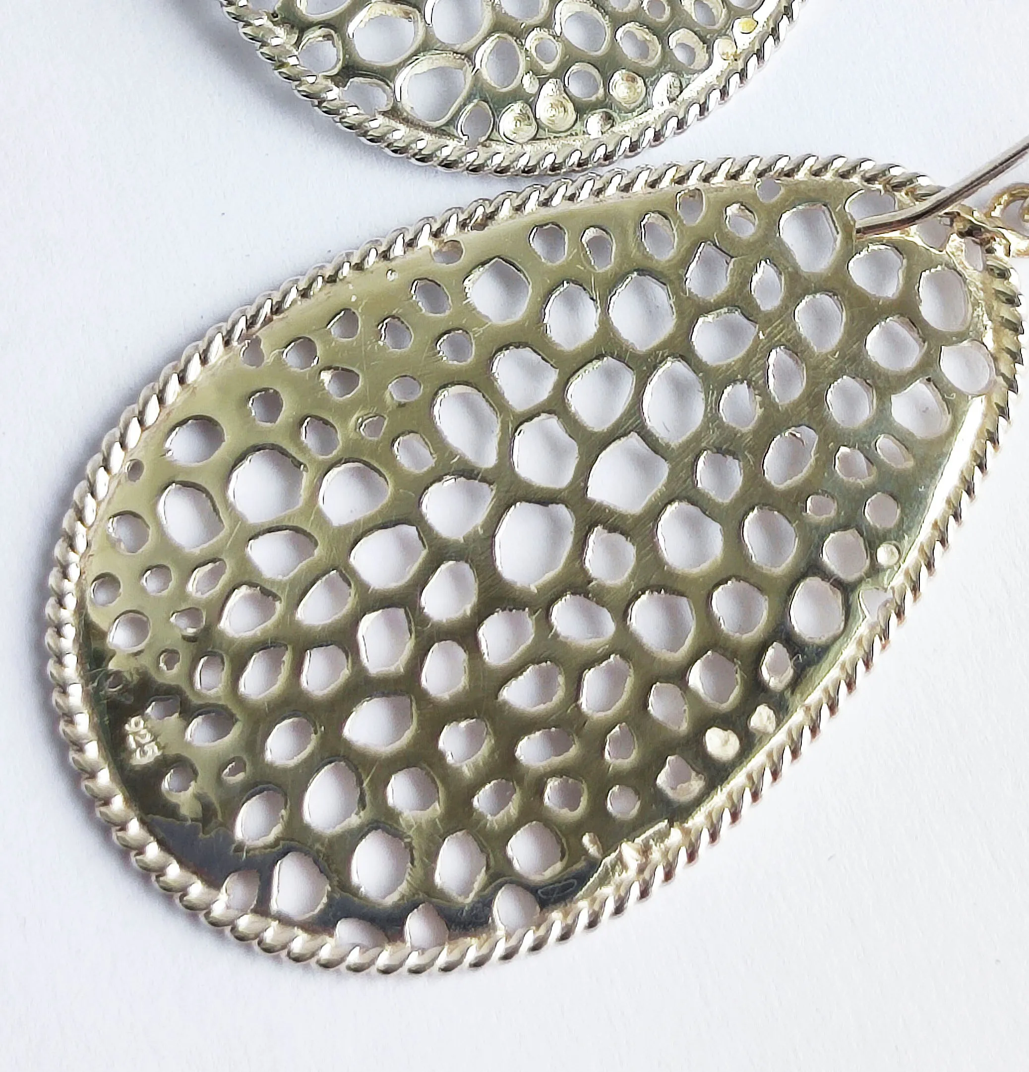 Labyrinth Teardrop Silver Hook Earrings