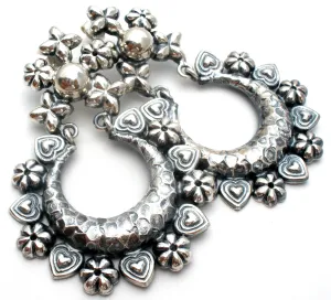 Large Sterling Silver Earrings Repousse by Ayra