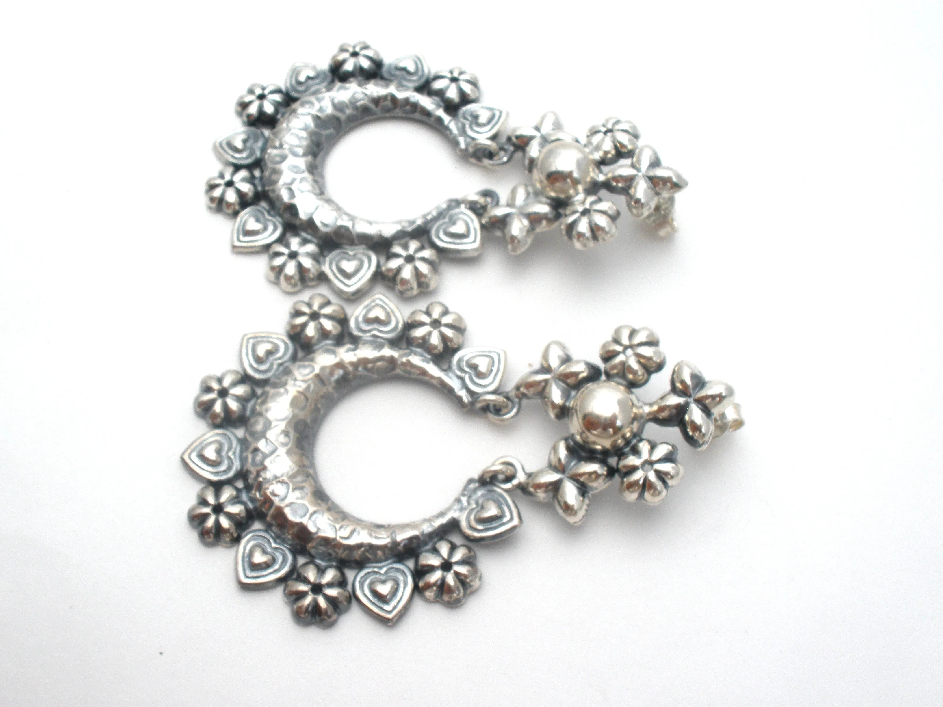 Large Sterling Silver Earrings Repousse by Ayra