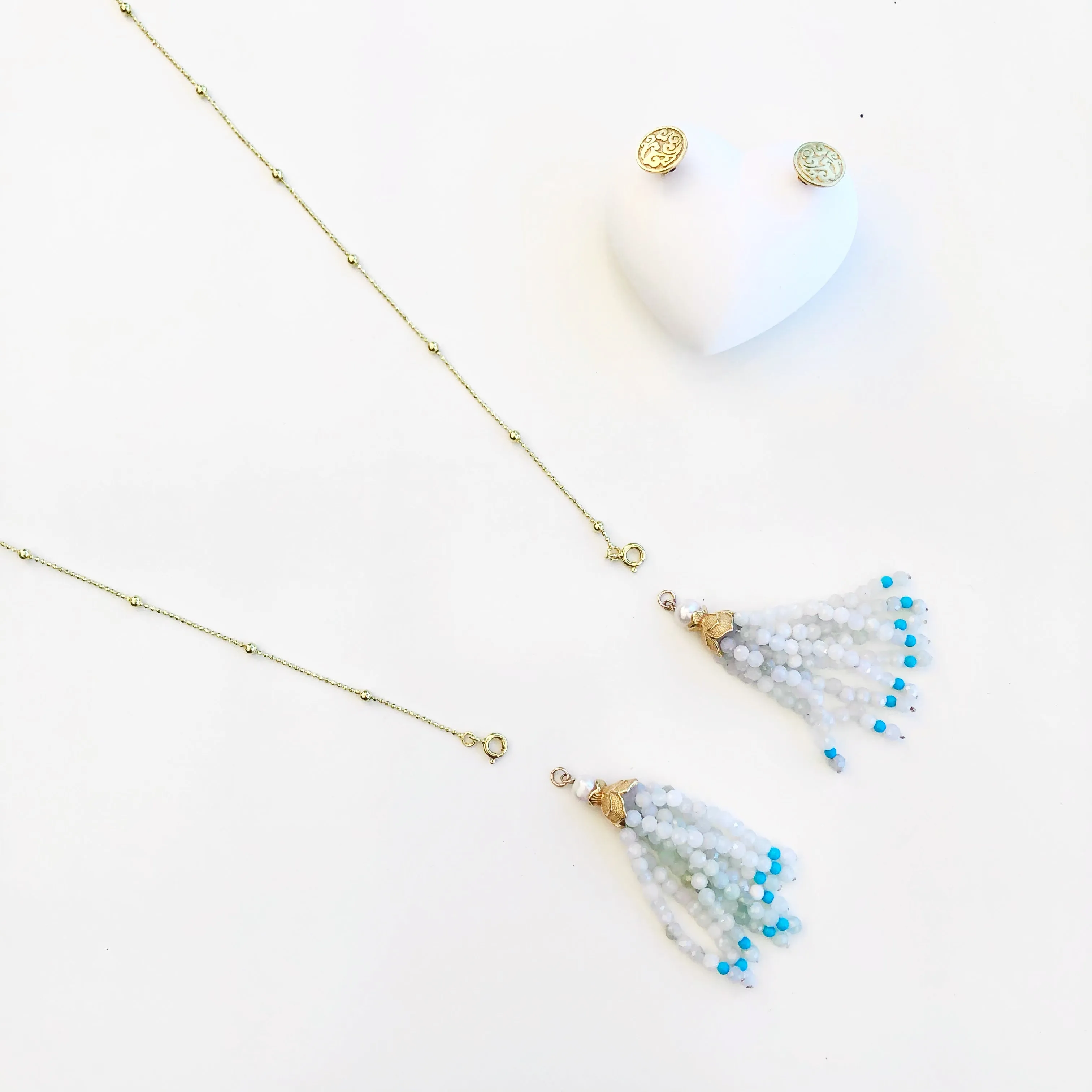 Lariat Tassel Necklace Chain Gold