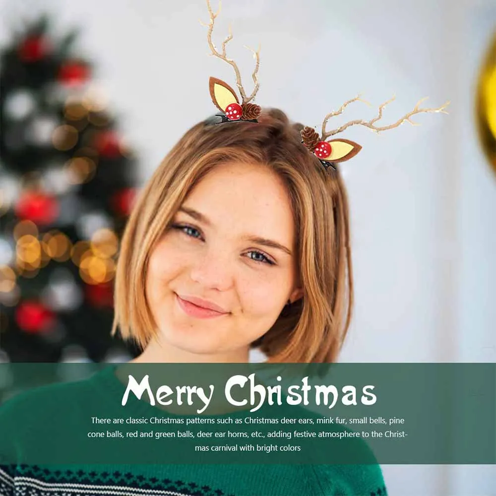LED Reindeer Antler Hair Clips with Pinecone and Mushroom HP002