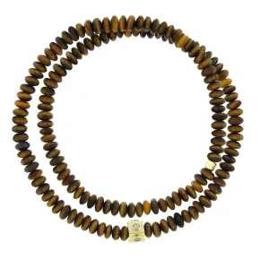 Lego Cube with White Diamonds on Double Wrap Tiger's Eye Bead Bracelet