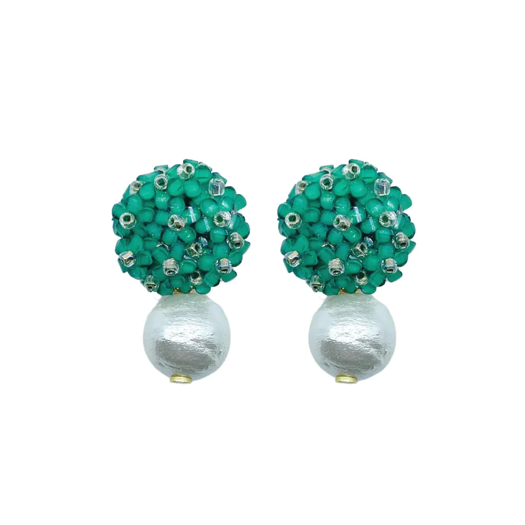 Liz Cotton Pearl Green Earrings