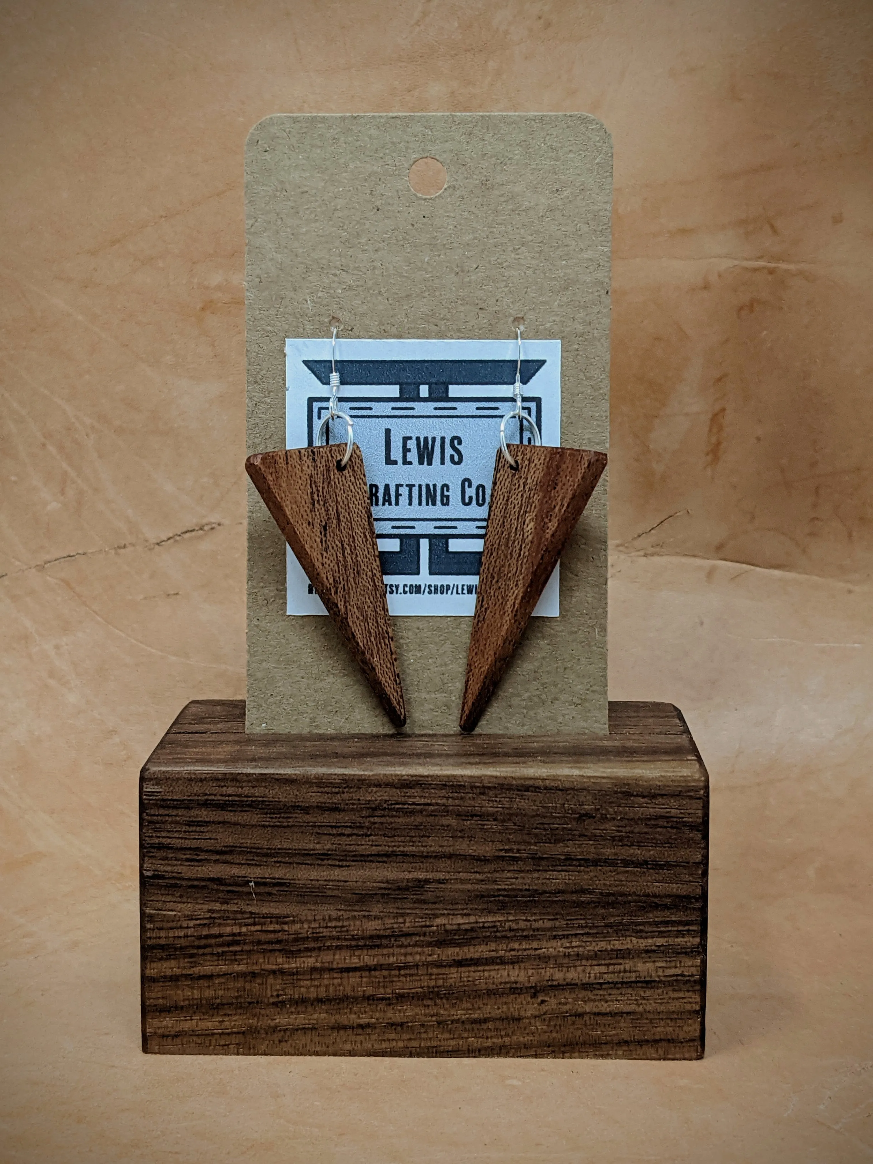 Mahogany Triangle Dangle Earrings