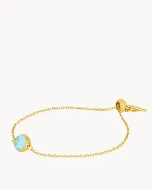 March Birthstone Peace Signature Bracelet, Gold