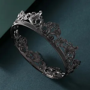 Men's Antique Silver Classic Baroque King Diadem Crown