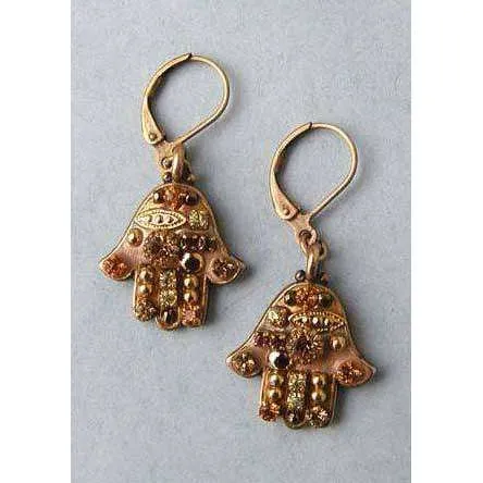Michal Golan Topaz and Crystal Hamsa Earrings