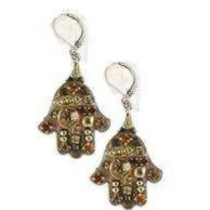 Michal Golan Topaz and Crystal Hamsa Earrings