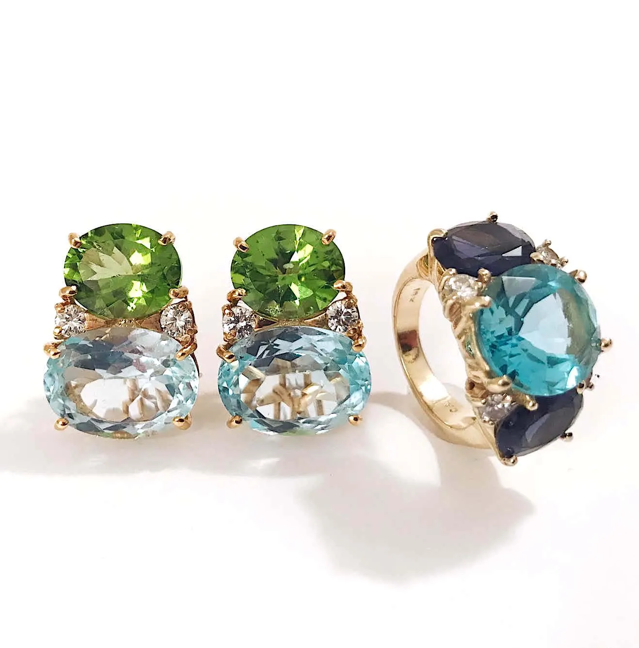 Mini GUM DROP™ ADELE Earrings with Citrine and Cabochon Smokey Topaz and Diamond