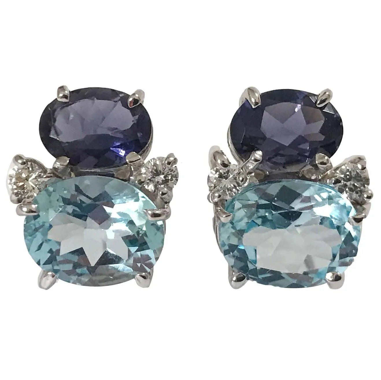 Mini GUM DROP™ ADELE Earrings with Citrine and Cabochon Smokey Topaz and Diamond