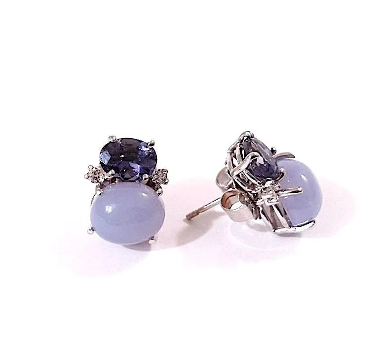 Mini GUM DROP™ ADELE Earrings with Citrine and Cabochon Smokey Topaz and Diamond
