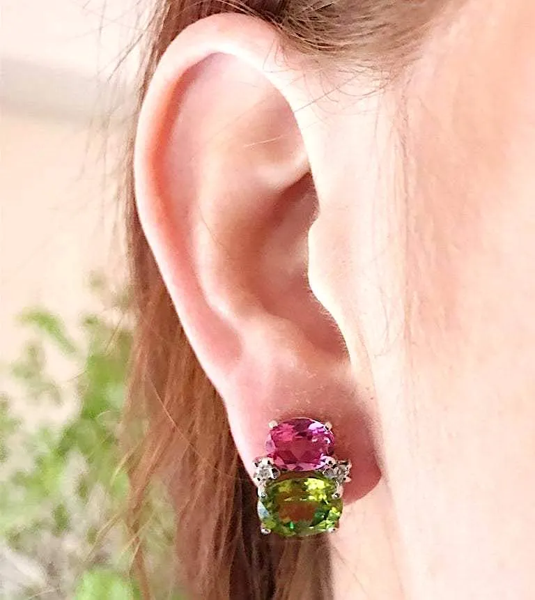 Mini GUM DROP™ ADELE Earrings with Citrine and Cabochon Smokey Topaz and Diamond