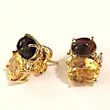 Mini GUM DROP™ ADELE Earrings with Citrine and Cabochon Smokey Topaz and Diamond