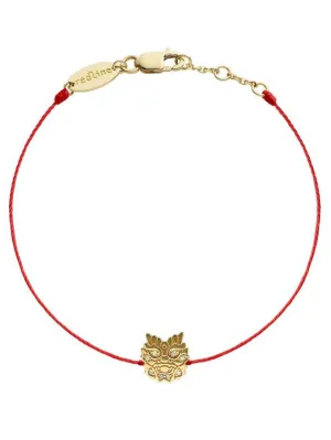 Mini Ryu Dragon Red String Yellow Gold Bracelet