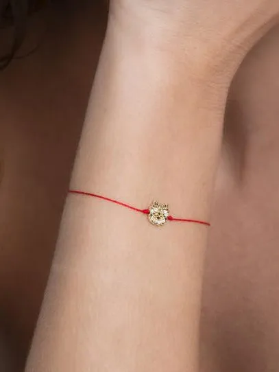 Mini Ryu Dragon Red String Yellow Gold Bracelet