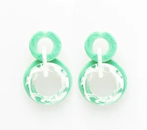 Mint Multi Circle Dangle Acetate Earrings