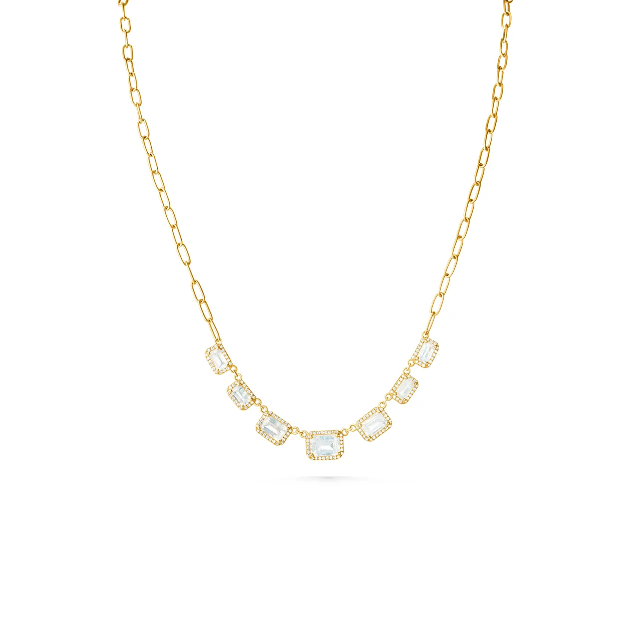 Moonstone & Diamond Halo Necklace