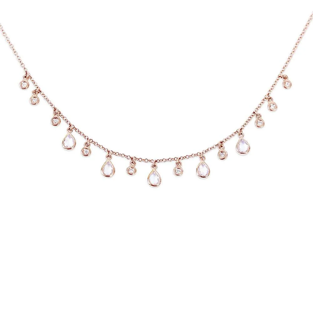 MOONSTONE AND DIAMOND TEARDROP NECKLACE