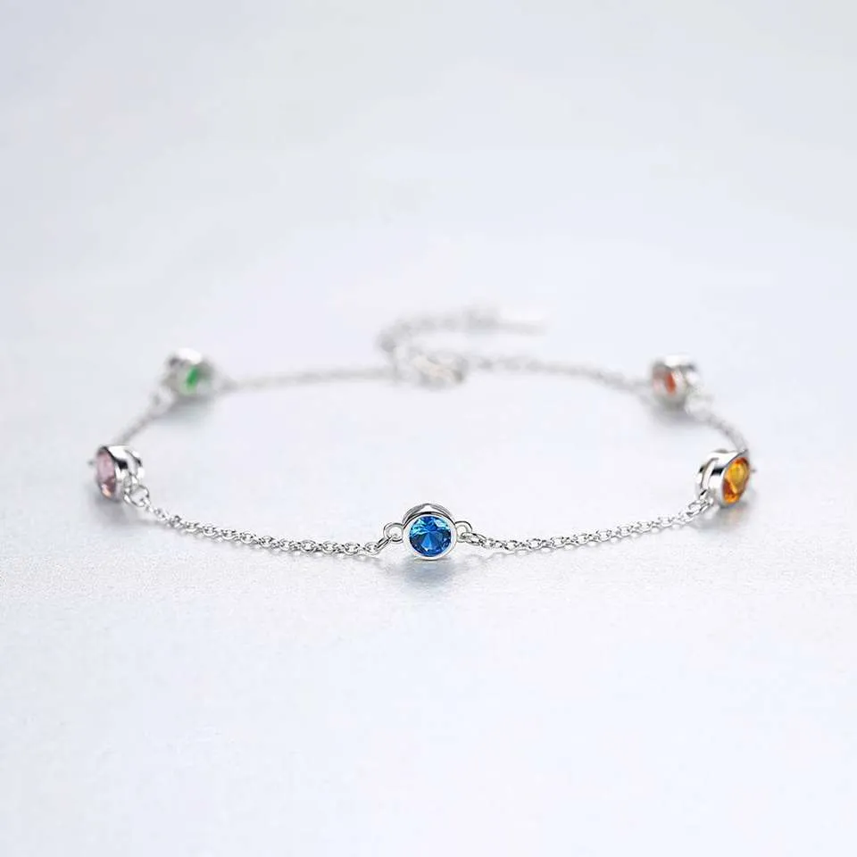 Multi-Gemstone Silver Bracelet