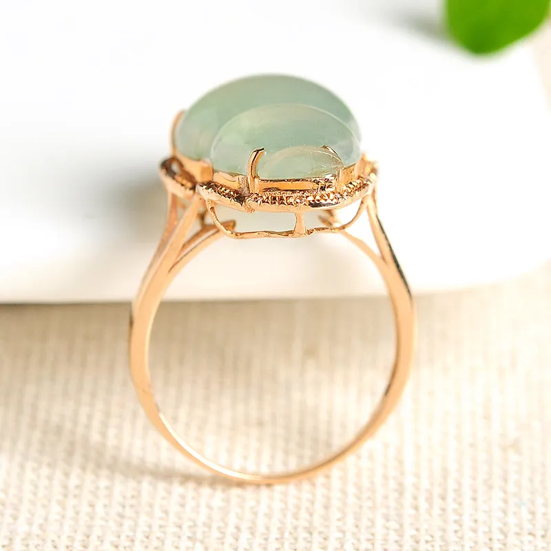 Natural Jade Ring Jadeite Gold Gourd Ring RG26