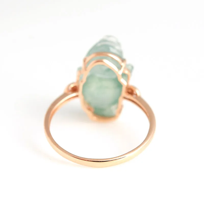 Natural Jade Ring Jadeite Gold Toad Ring RG35