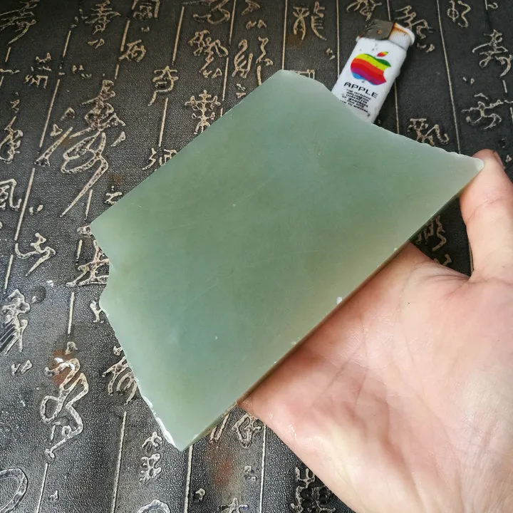 Natural Kunlun Jade Rough Nephrite Raw (499g, 9.5X8X1.9cm)