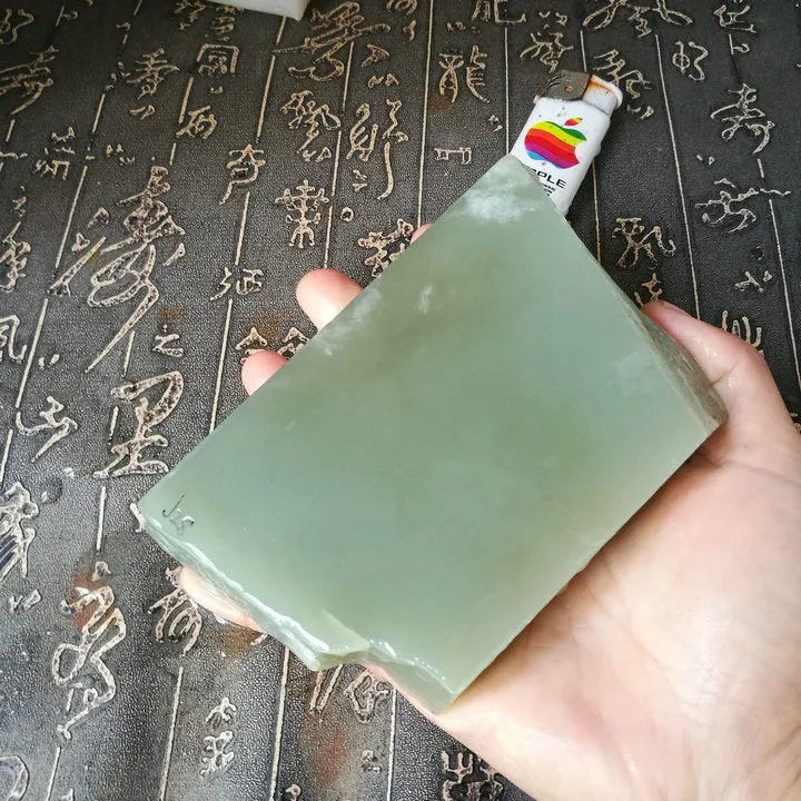 Natural Kunlun Jade Rough Nephrite Raw (499g, 9.5X8X1.9cm)