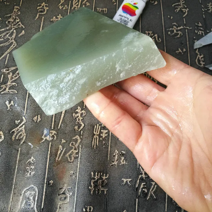 Natural Kunlun Jade Rough Nephrite Raw (499g, 9.5X8X1.9cm)
