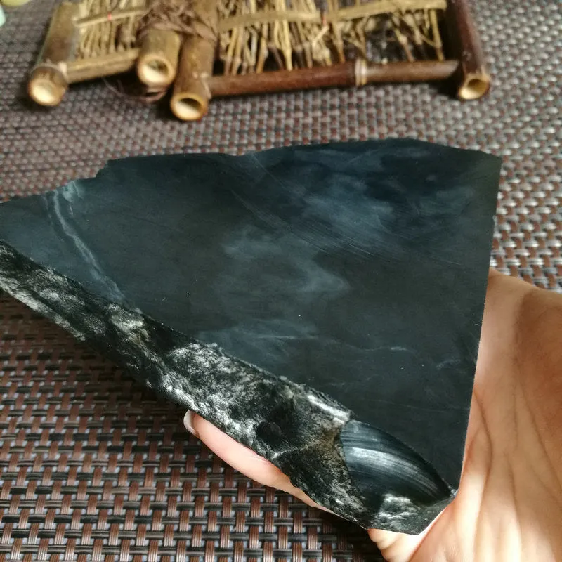Natural Kunlun Jade Rough Nephrite Raw (513g,11X11X2.5cm)