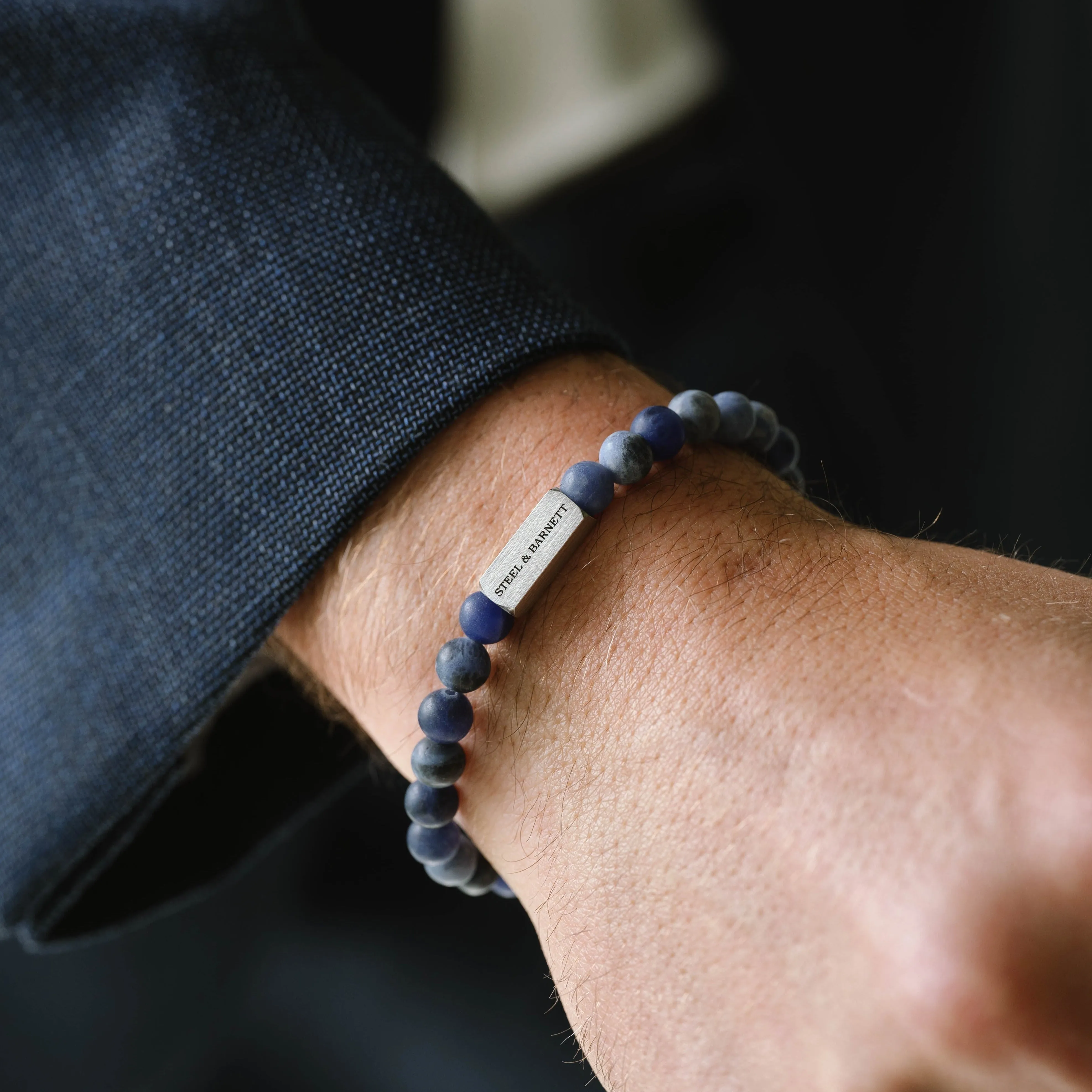 Natural Ned 6mm Round Gemstone Bracelet Matt Sodalite SBNN/006M