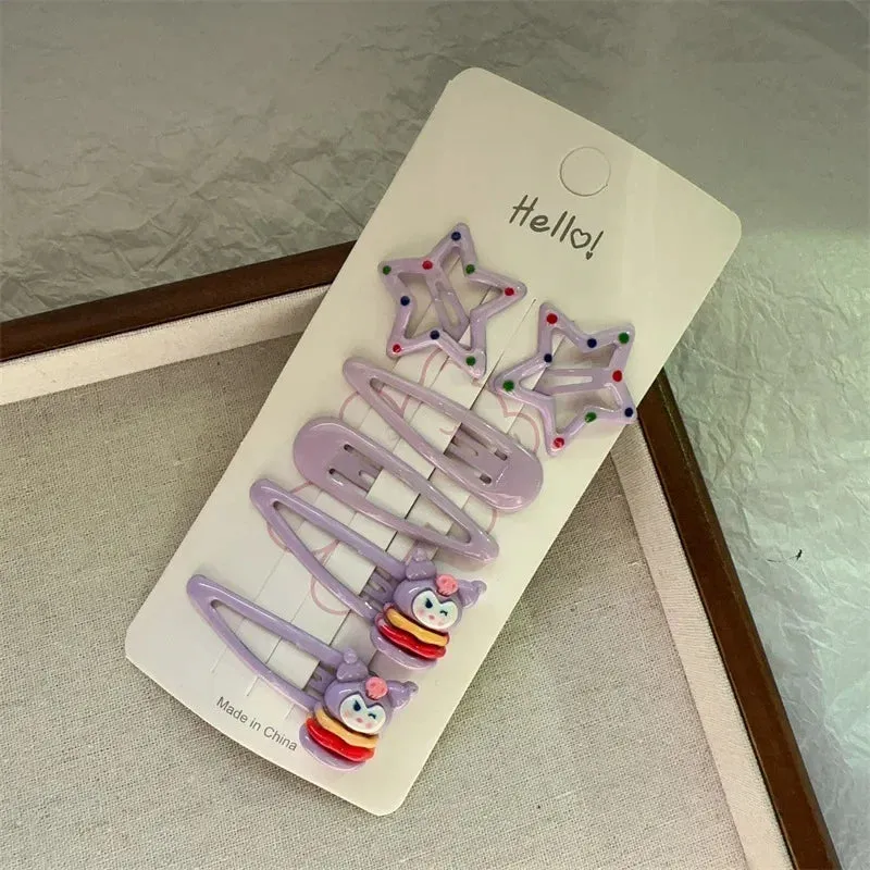 New Kawaii Cartoon Sanrio Hello Kitty Hairpin Set Gift Sweet Cute Princess Hello Kitty Hairpin Set Bb Clip Bangs Clip