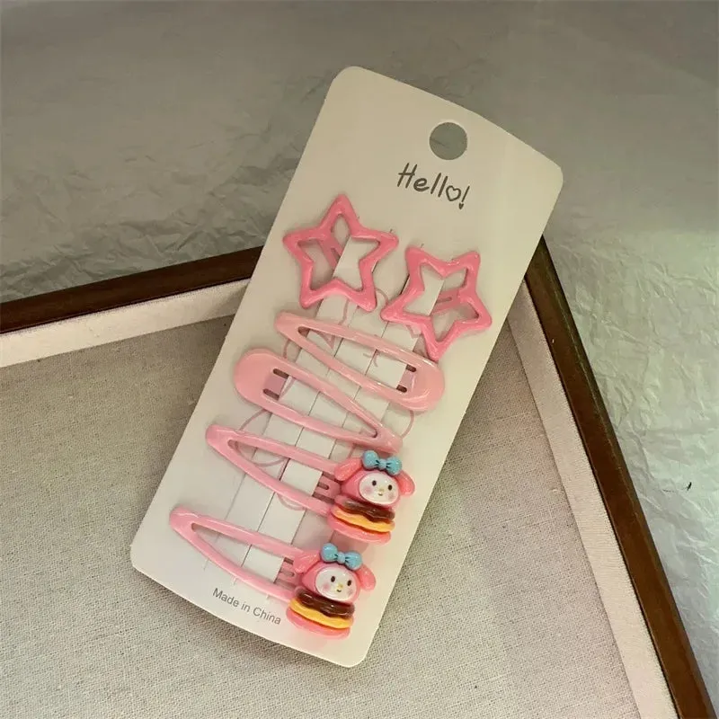 New Kawaii Cartoon Sanrio Hello Kitty Hairpin Set Gift Sweet Cute Princess Hello Kitty Hairpin Set Bb Clip Bangs Clip