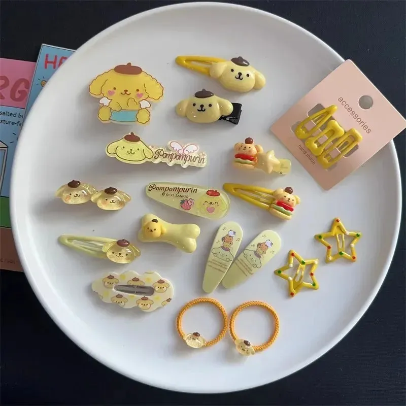 New Kawaii Cartoon Sanrio Hello Kitty Hairpin Set Gift Sweet Cute Princess Hello Kitty Hairpin Set Bb Clip Bangs Clip