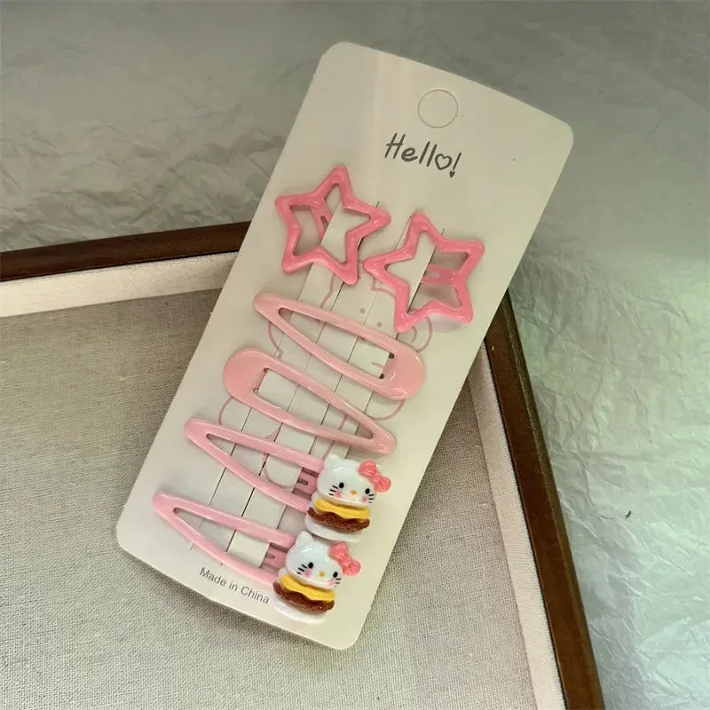 New Kawaii Cartoon Sanrio Hello Kitty Hairpin Set Gift Sweet Cute Princess Hello Kitty Hairpin Set Bb Clip Bangs Clip