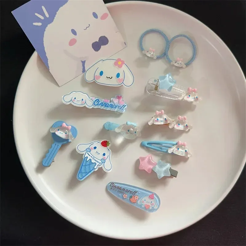 New Kawaii Cartoon Sanrio Hello Kitty Hairpin Set Gift Sweet Cute Princess Hello Kitty Hairpin Set Bb Clip Bangs Clip