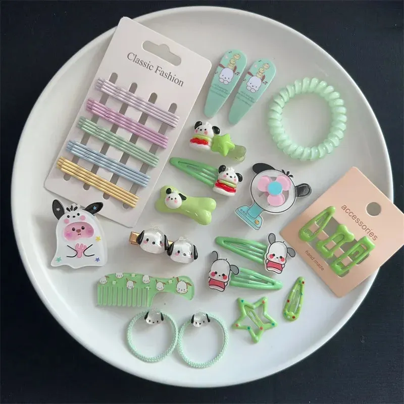 New Kawaii Cartoon Sanrio Hello Kitty Hairpin Set Gift Sweet Cute Princess Hello Kitty Hairpin Set Bb Clip Bangs Clip
