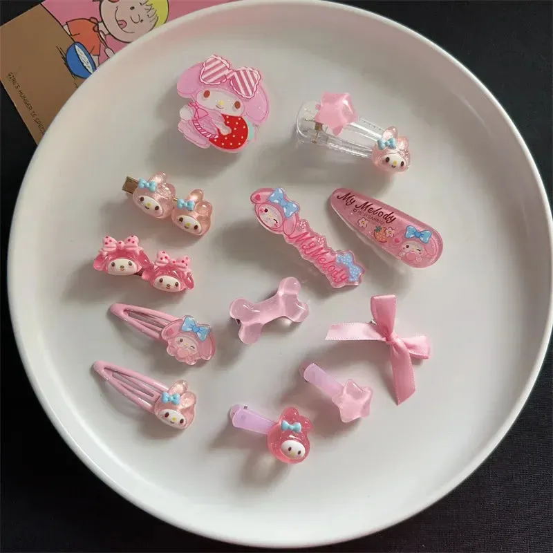 New Kawaii Cartoon Sanrio Hello Kitty Hairpin Set Gift Sweet Cute Princess Hello Kitty Hairpin Set Bb Clip Bangs Clip