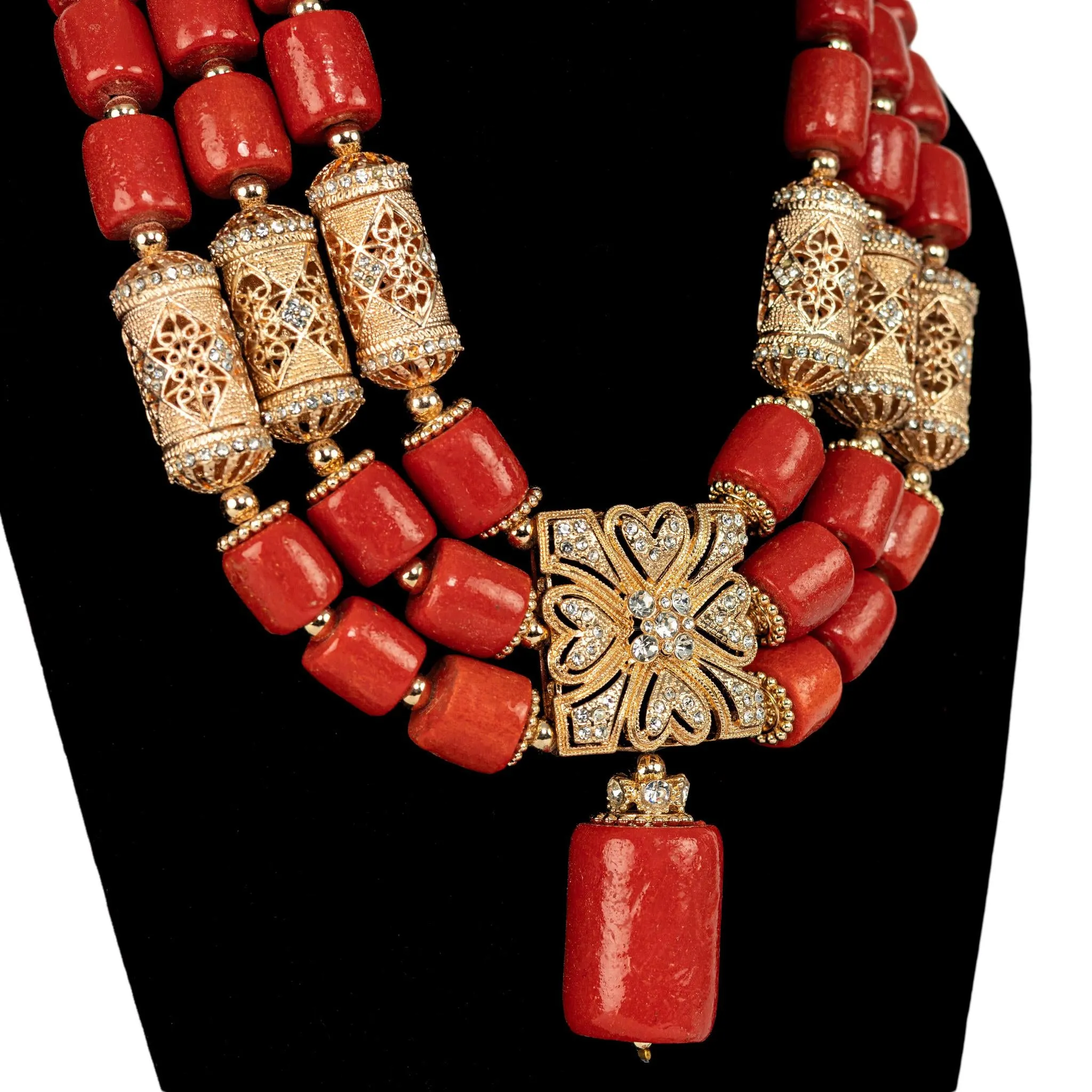 Nigerian Coral Bead Three Layers Women's Set