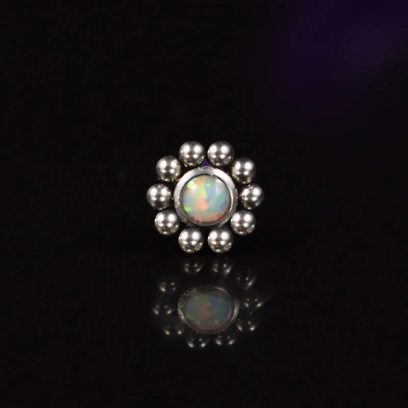 Nose Stud with White Opal Stone