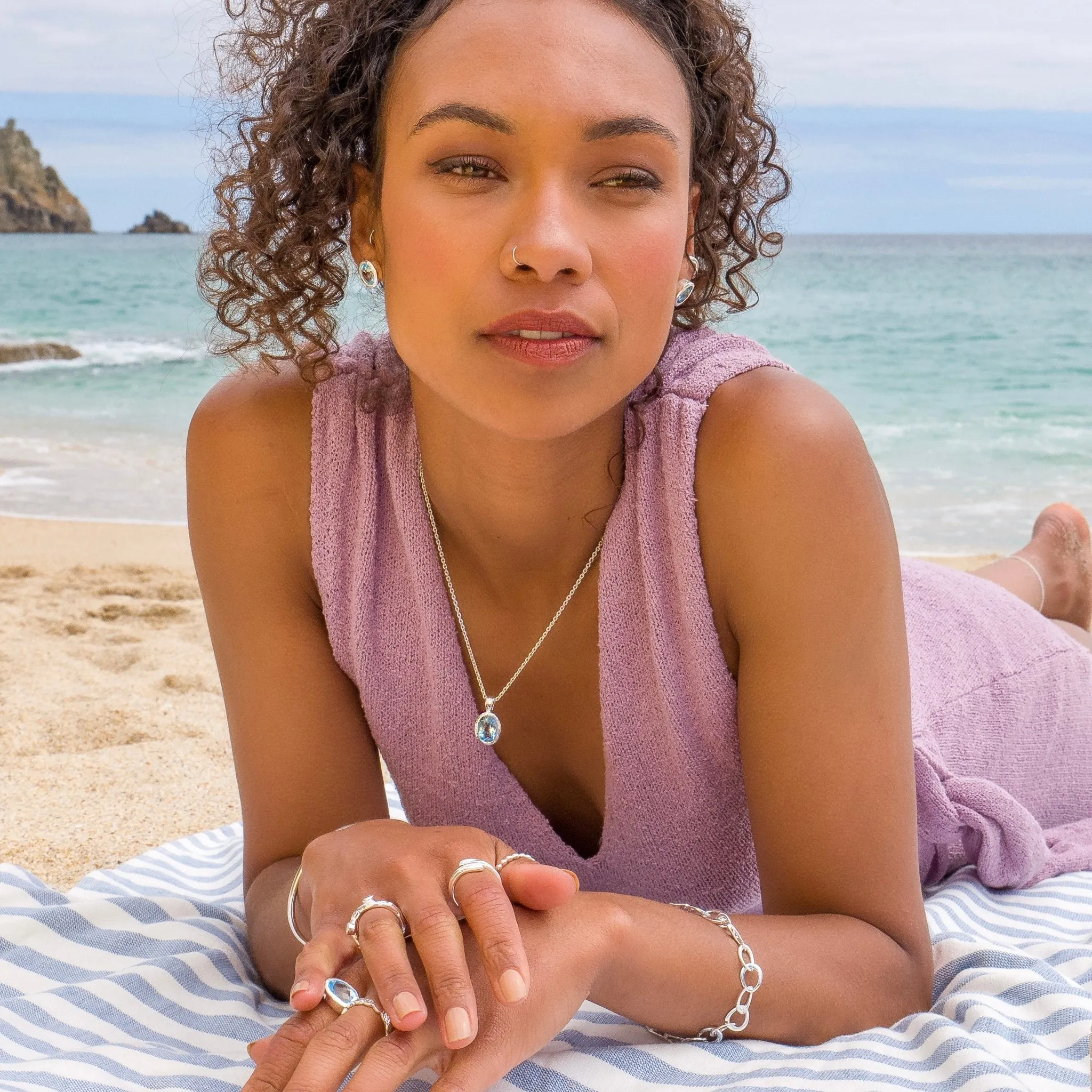 Ocean soul topaz studs