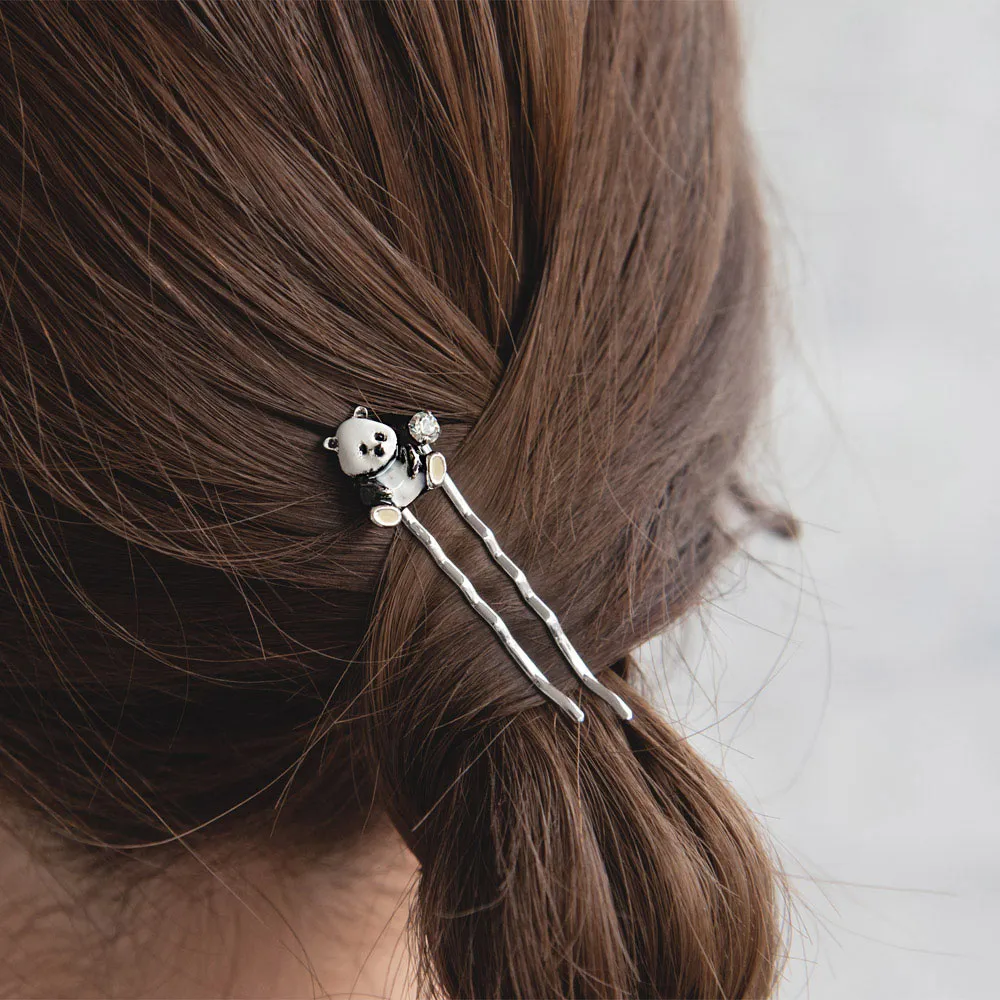 Osuwari Panda Hairpin Set