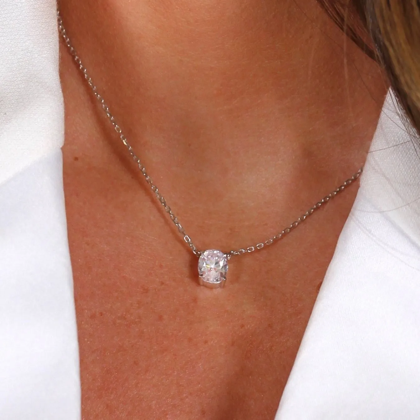 Oval Silver Necklace