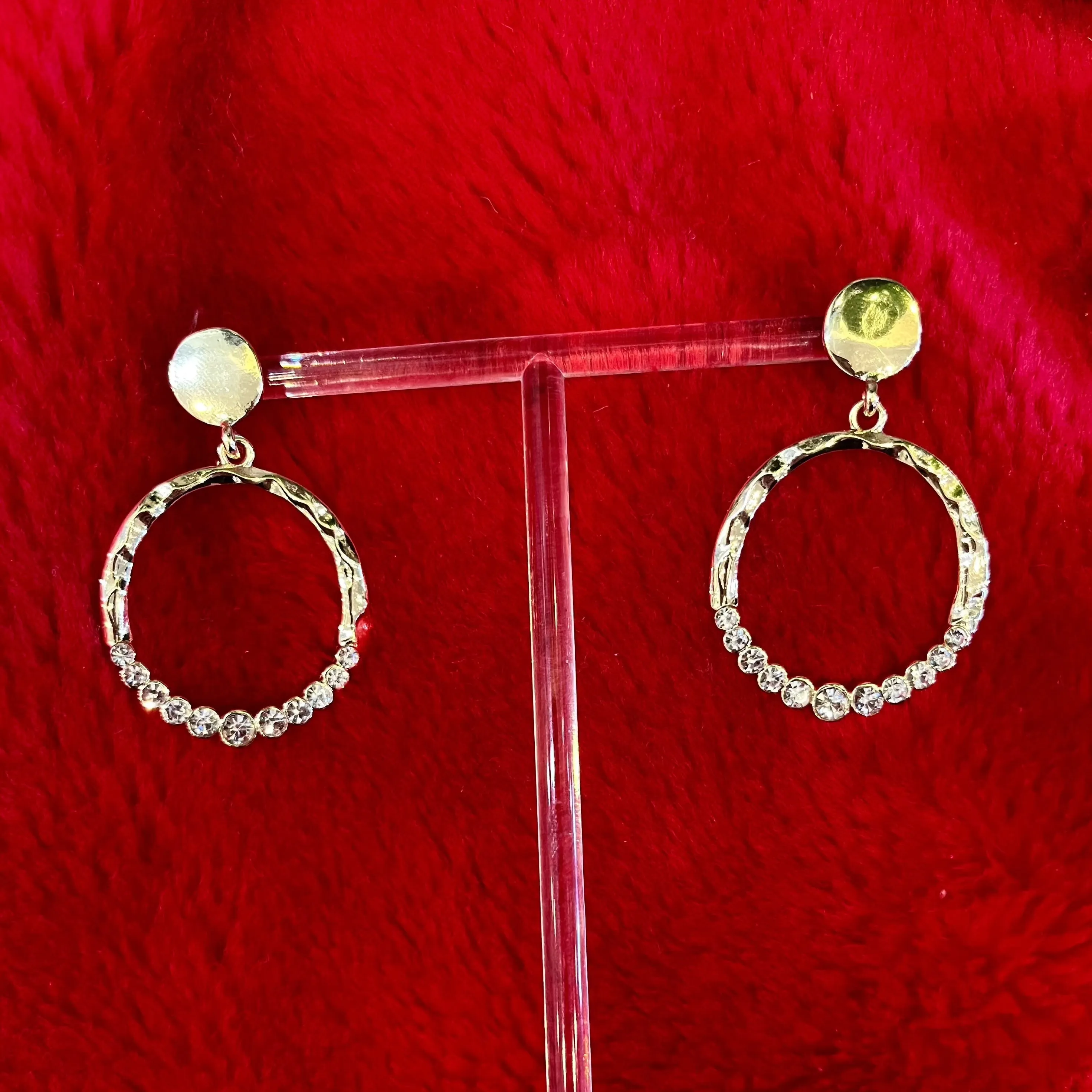 Over the Top Hanging Circle Diamond Embedded Earrings
