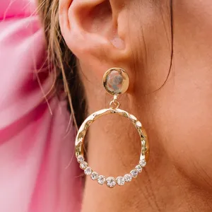 Over the Top Hanging Circle Diamond Embedded Earrings